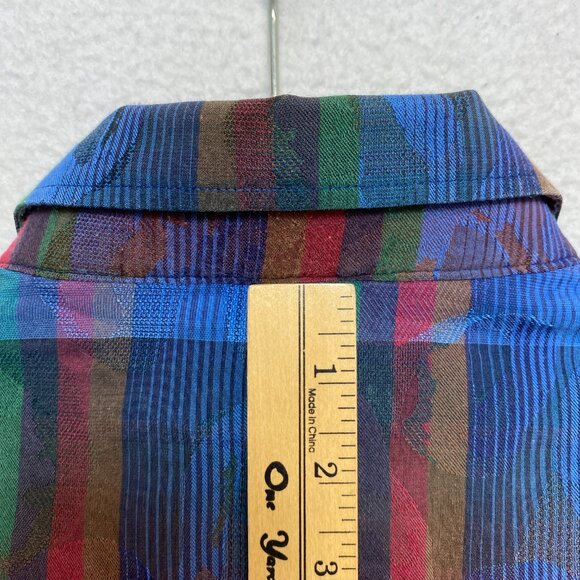 Visconti Black Shirt Mens XL Multicolor Long Sleeve All Over Print Button Up - Picture 12 of 12